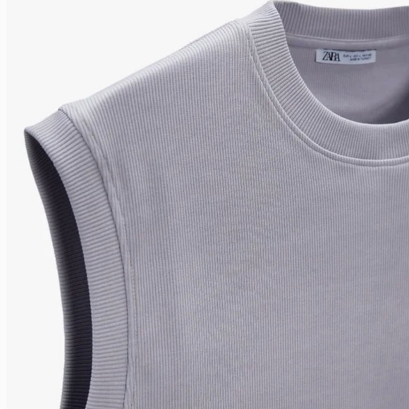 Zara Purple Ribbed Sleeveless Crew Neck Pullover Vest NWT Medium Waistcoat - Picture 2 of 9